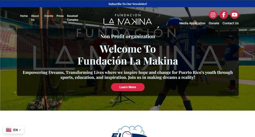 Página web de Fundación La Makina — Sin Fines de Lucro · Béisbol Juvenil, Puerto Rico