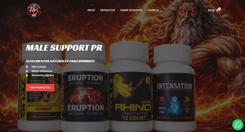 Página web de Male Support PR — E-Commerce · Suplementos, Puerto Rico